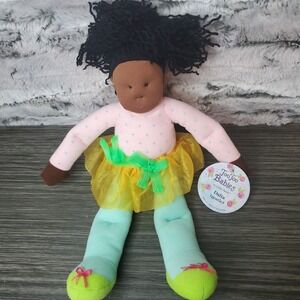 Joo Joo Babies DALIA Bean Bottom African American Tutu Felt Rag Doll Curly Hair